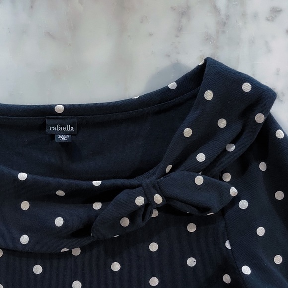 Black and White Polka Dot Boat Neck Shirt - Picture 14 of 16